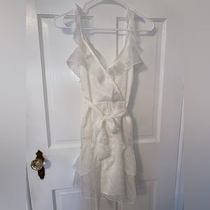 White ruffle mini dress